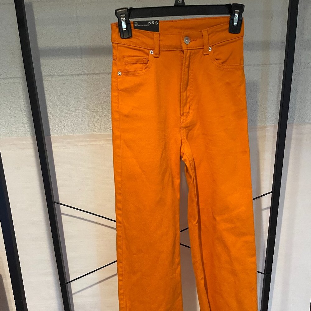Orange wide leg jeans
